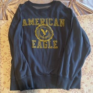American Eagle Outfitters Blue and Yellow Crew Neck Sweatshirt